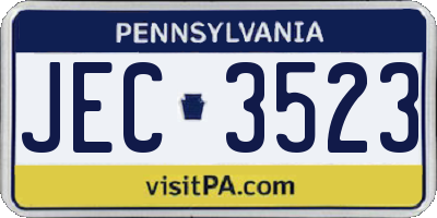 PA license plate JEC3523