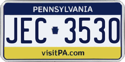 PA license plate JEC3530