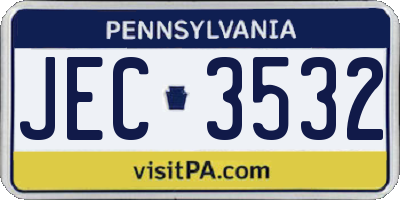 PA license plate JEC3532