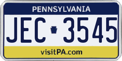 PA license plate JEC3545