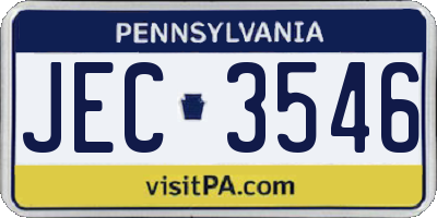 PA license plate JEC3546