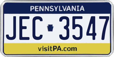 PA license plate JEC3547
