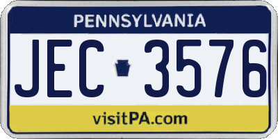 PA license plate JEC3576