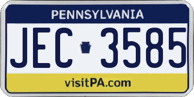 PA license plate JEC3585