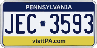 PA license plate JEC3593
