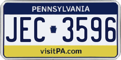 PA license plate JEC3596