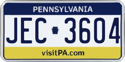 PA license plate JEC3604
