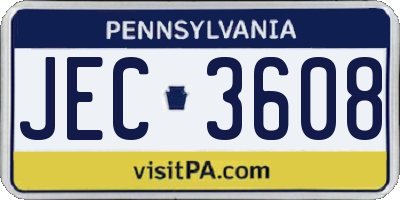 PA license plate JEC3608