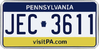 PA license plate JEC3611