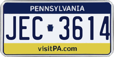 PA license plate JEC3614