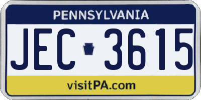 PA license plate JEC3615