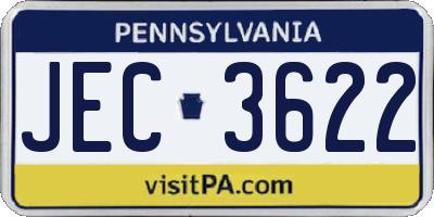 PA license plate JEC3622