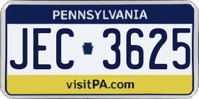 PA license plate JEC3625