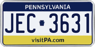 PA license plate JEC3631