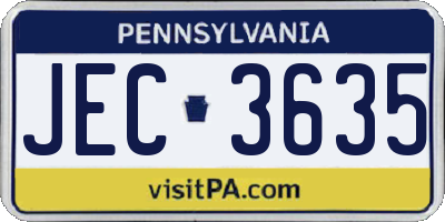 PA license plate JEC3635