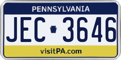 PA license plate JEC3646
