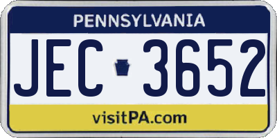 PA license plate JEC3652