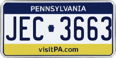 PA license plate JEC3663