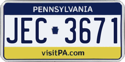 PA license plate JEC3671