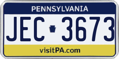 PA license plate JEC3673