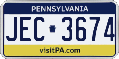 PA license plate JEC3674