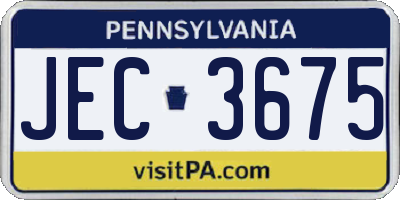 PA license plate JEC3675