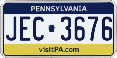 PA license plate JEC3676