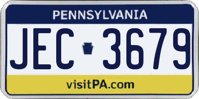 PA license plate JEC3679