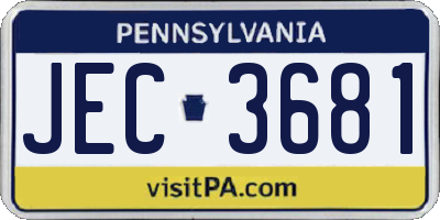 PA license plate JEC3681