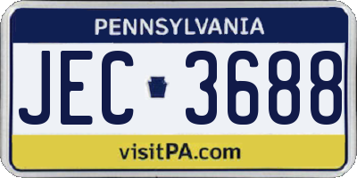 PA license plate JEC3688