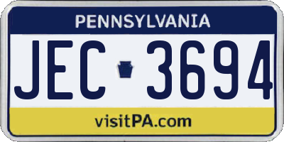 PA license plate JEC3694