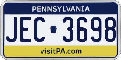 PA license plate JEC3698