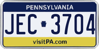 PA license plate JEC3704