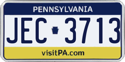 PA license plate JEC3713