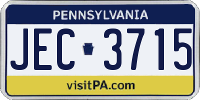 PA license plate JEC3715