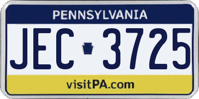PA license plate JEC3725
