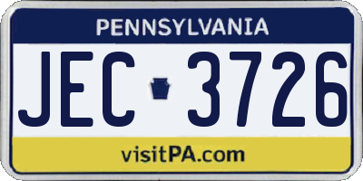 PA license plate JEC3726