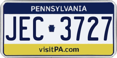 PA license plate JEC3727