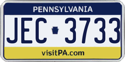 PA license plate JEC3733