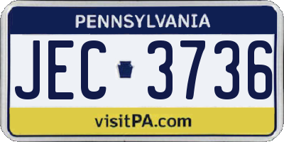 PA license plate JEC3736