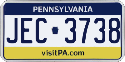 PA license plate JEC3738