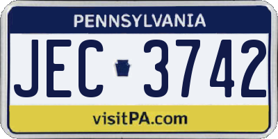 PA license plate JEC3742