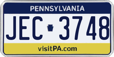 PA license plate JEC3748
