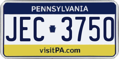 PA license plate JEC3750