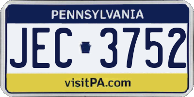 PA license plate JEC3752