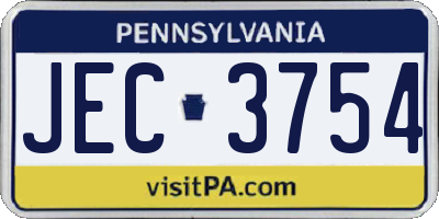PA license plate JEC3754