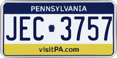 PA license plate JEC3757