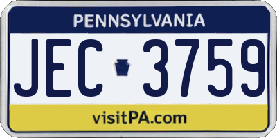 PA license plate JEC3759