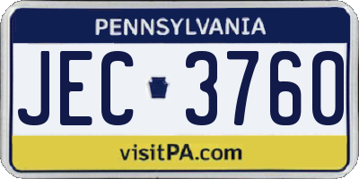 PA license plate JEC3760
