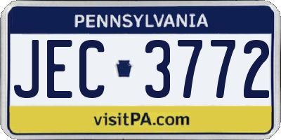 PA license plate JEC3772